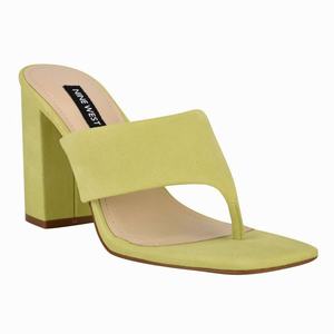 Nine West Gogo Block Heel Slides - Yellow - Ireland (UJ2903714)